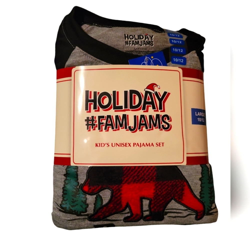 Holiday #FAMJAMS, NWT, Kid's Unisex Pajama Set, "Beary Cute", Soft, Kid's 10/12